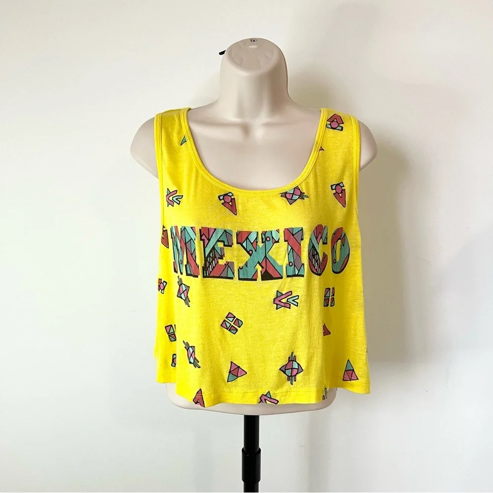 Forever 21 Mexico crop top yellow cropped tank Size M - Picture 7 of 7